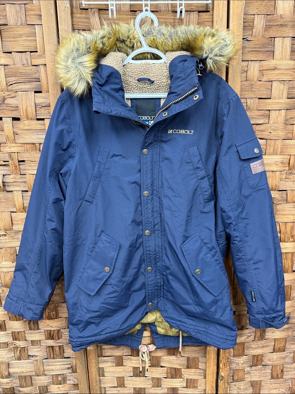 Navy Faux-Fur Hooded Parka Jacket
